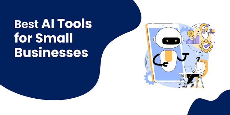 A laptop displaying popular AI productivity tools for writing, design, research and project management, helping small businesses work smarter.