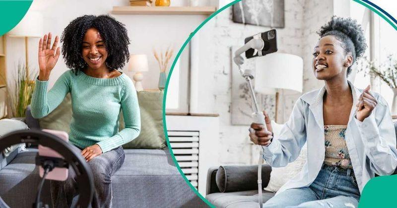 Nigerian content creators filming video with ring light